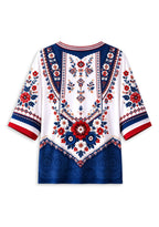 Women’s New England Patriots Boho Floral V-Neck 3/4 Sleeve Shirt