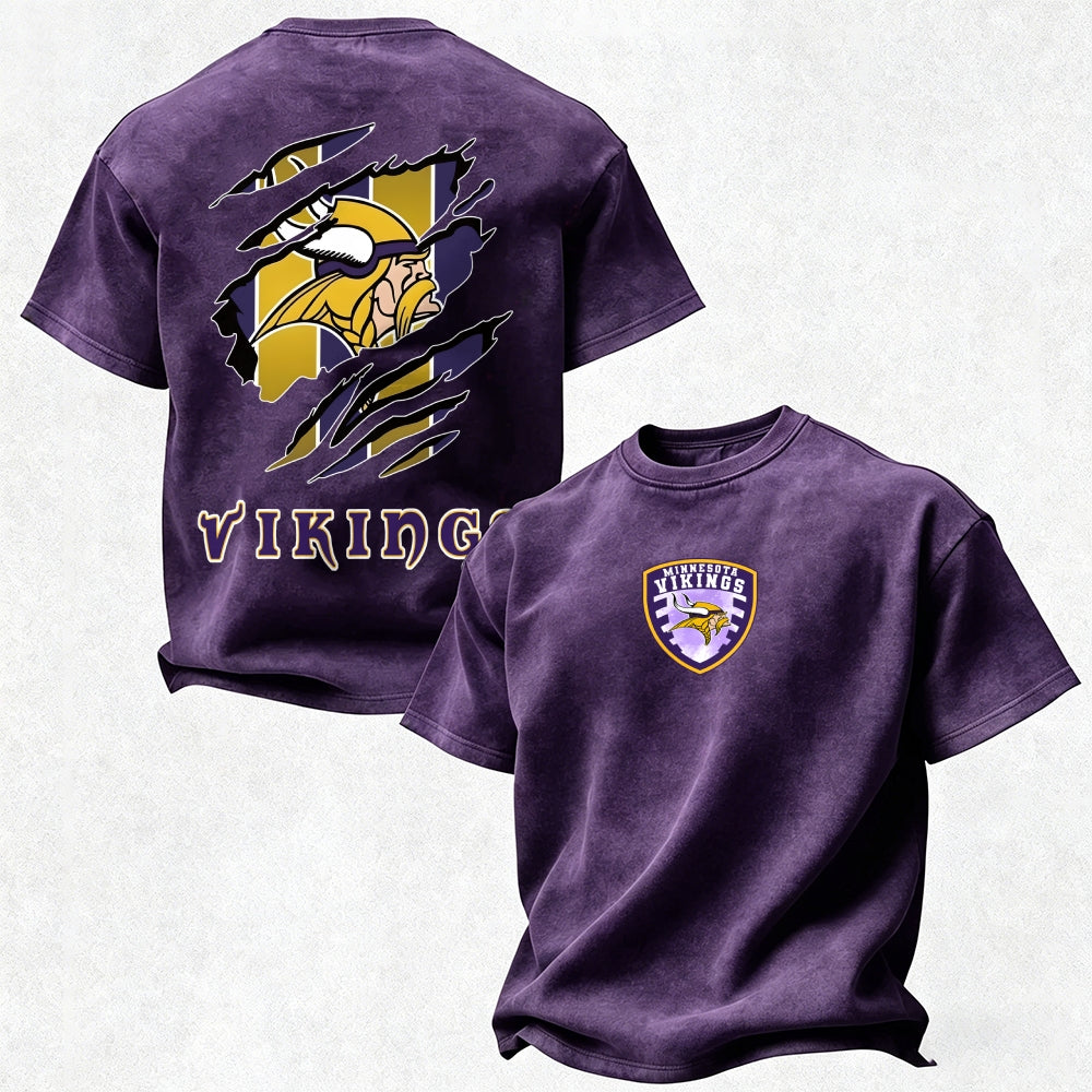 Minnesota Vikings Printed Unisex 100% Pure Cotton 100% pure cotton Washed T-Shirt