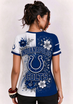 Women Indianapolis Colts Floral Henley T-Shirt