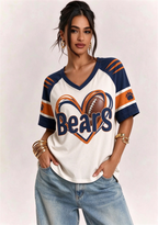 Women Chicago Bears Heart Graphic V-Neck Fan T-Shirt