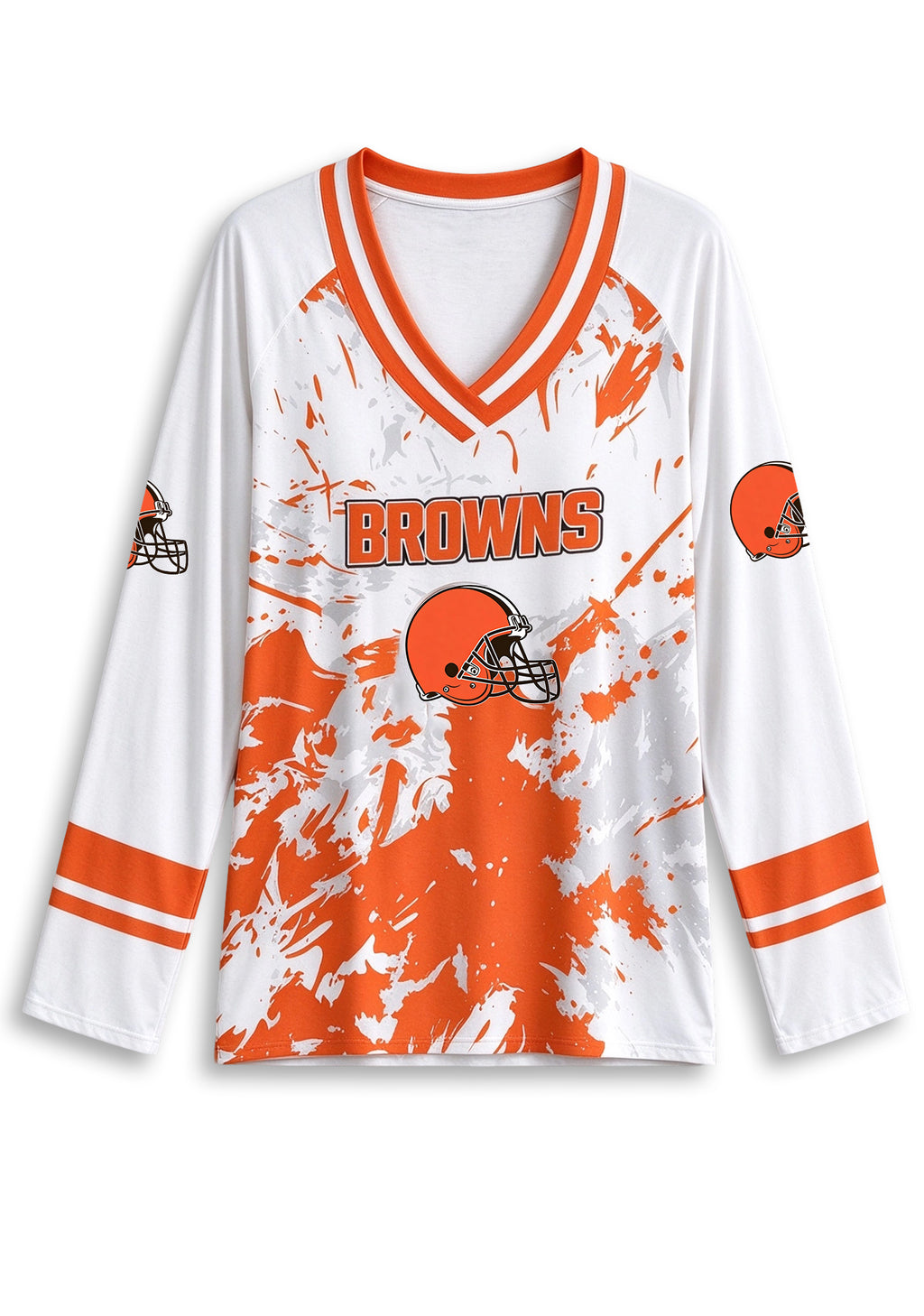 Women's Cleveland Browns Graphic V Neck Long Sleeve Shirt