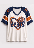 Women Chicago Bears Heart Graphic V-Neck Fan T-Shirt
