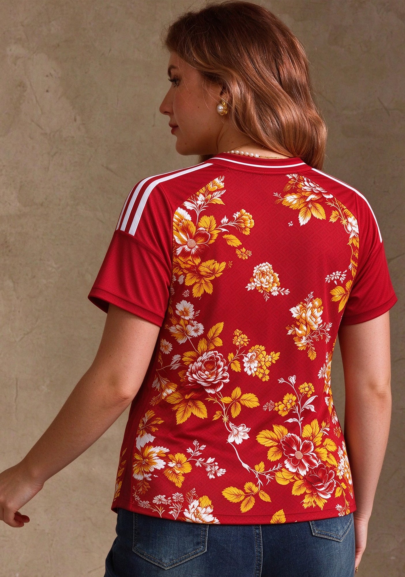 Women's Kansas City Chiefs Floral V-Neck T-Shirt Secondary image