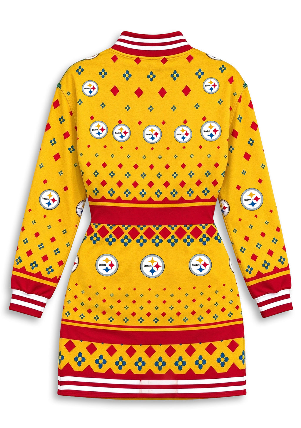 Women's Pittsburgh Steelers Holiday Geometric Button Down Jacket Dress