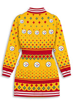 Women's Pittsburgh Steelers Holiday Geometric Button Down Jacket Dress