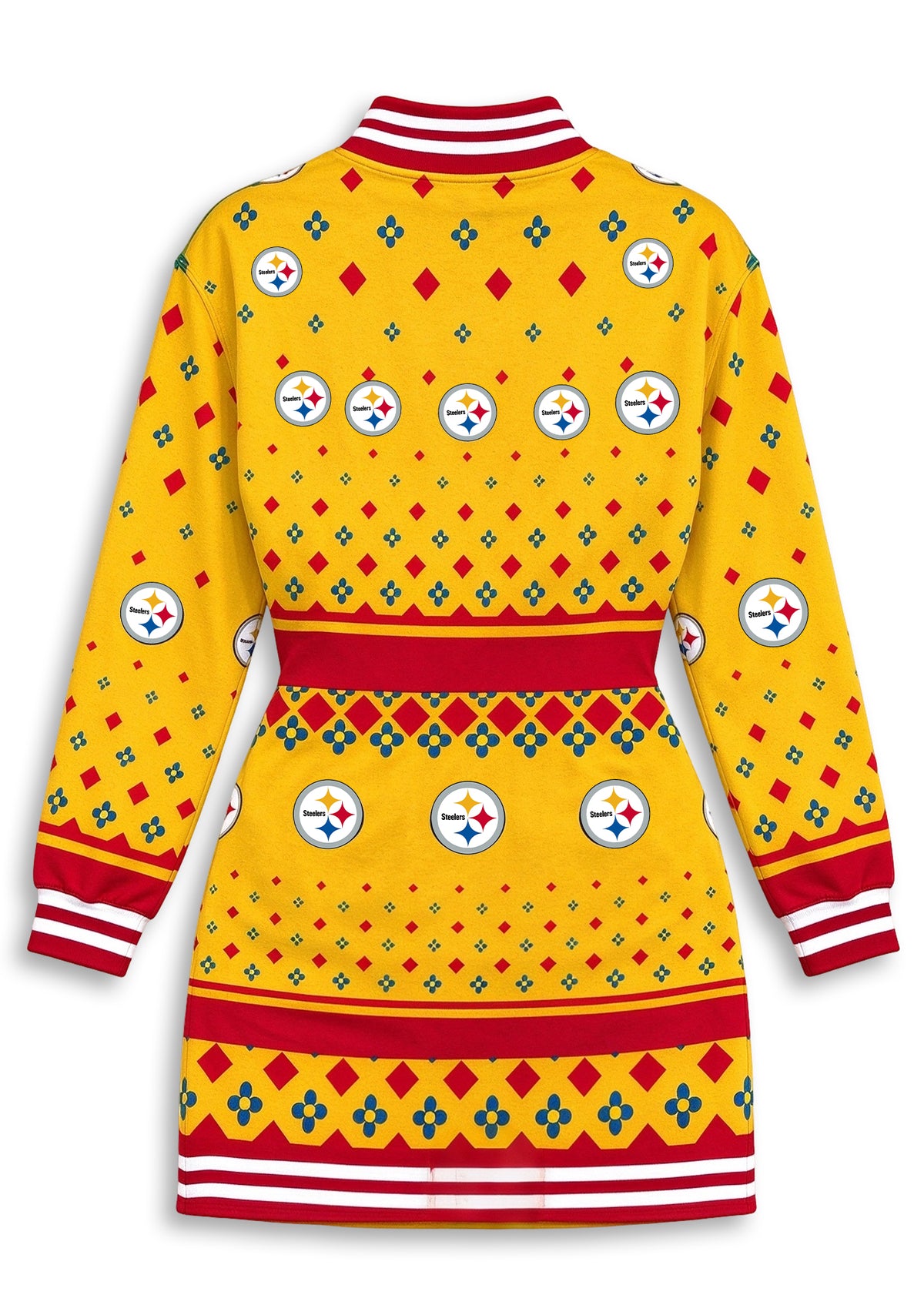 Women's Pittsburgh Steelers Holiday Geometric Button Down Jacket Dress
