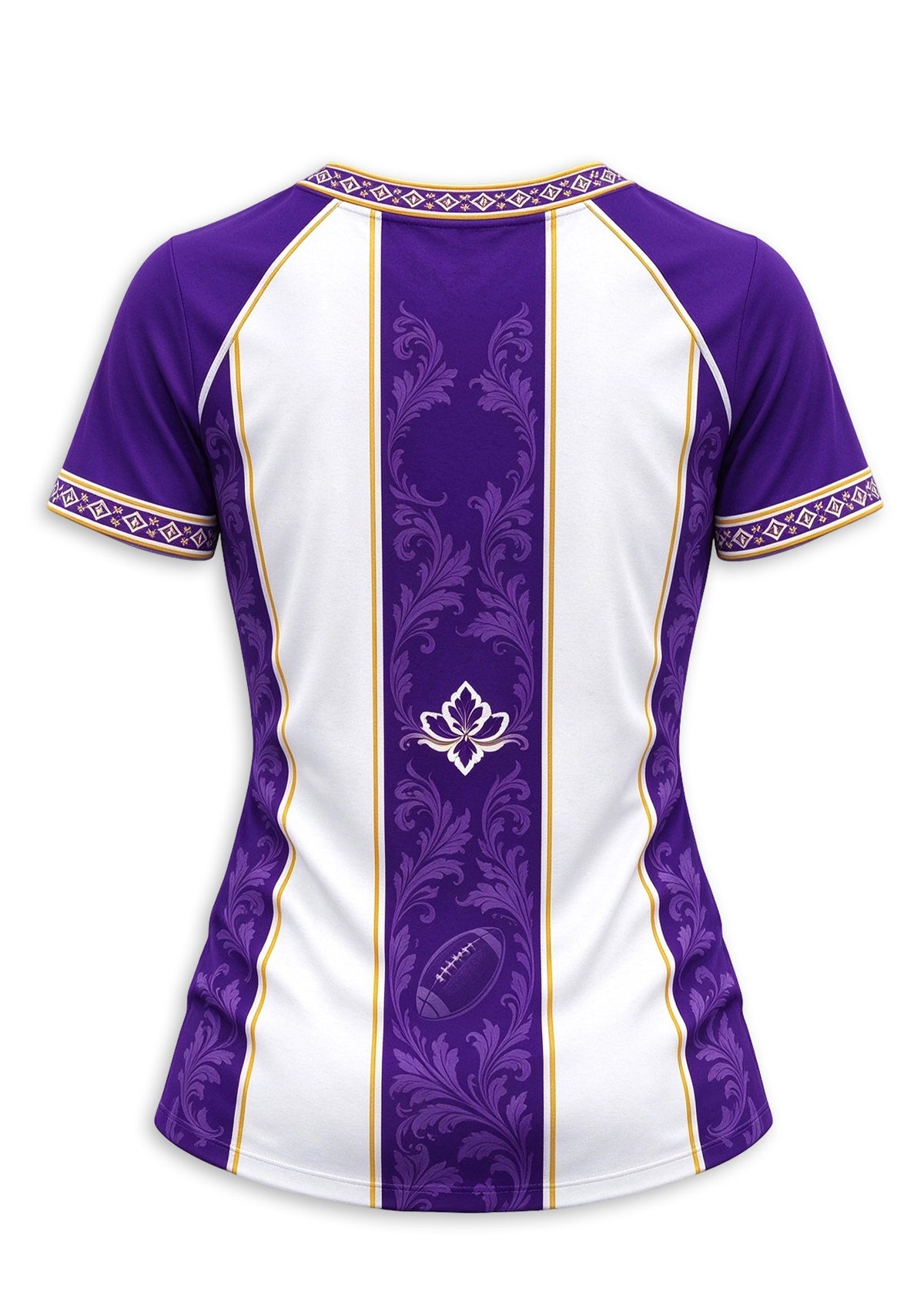 Women's Minnesota Vikings Floral Baroque Striped V-Neck T-Shirt