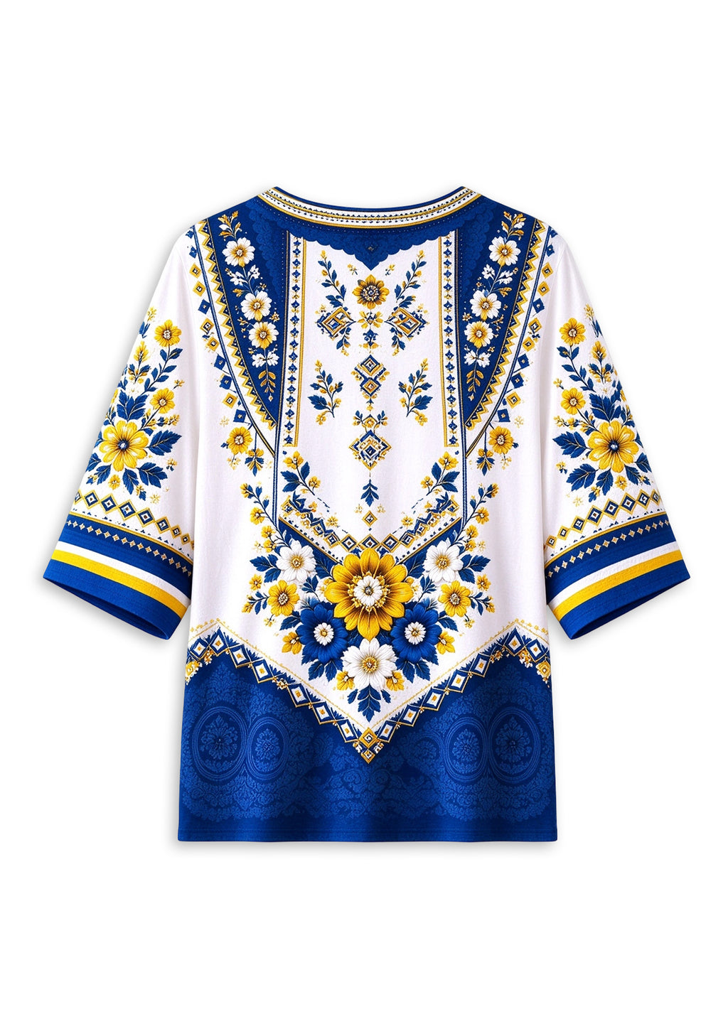 Women’s Los Angeles Rams Boho Floral V-Neck 3/4 Sleeve Shirt