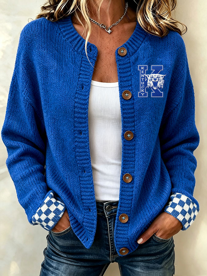 Women'S Casual Football Plant Knitted Cardigan Top