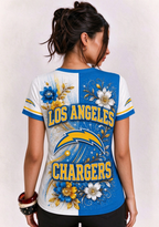 Women Los Angeles Chargers Floral Henley T-Shirt