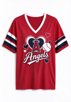 Women Los Angeles Angels Baseball Graphic V-Neck T-Shirt