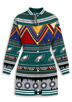 Women's Philadelphia Eagles Aztec Tribal Button Down Jacket Dress