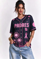 San Diego Padres Breast Cancer Awareness Dandelion V-Neck T-Shirt