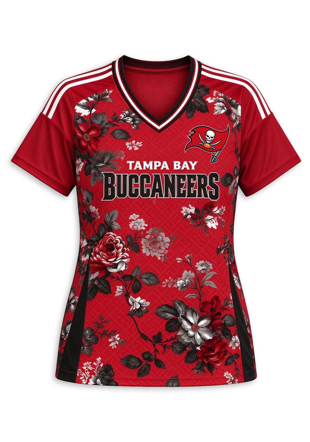 Women's Tampa Bay Buccaneers Floral V-Neck T-Shirt