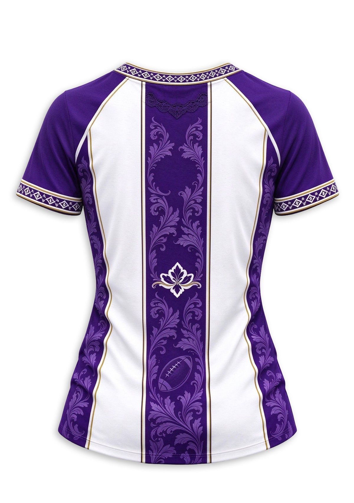 Women's Baltimore Ravens Floral Baroque Striped V-Neck T-Shirt