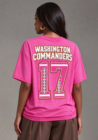 Washington Commanders Pink Out Tackle Breast Cancer Awareness V-Neck T-Shirt