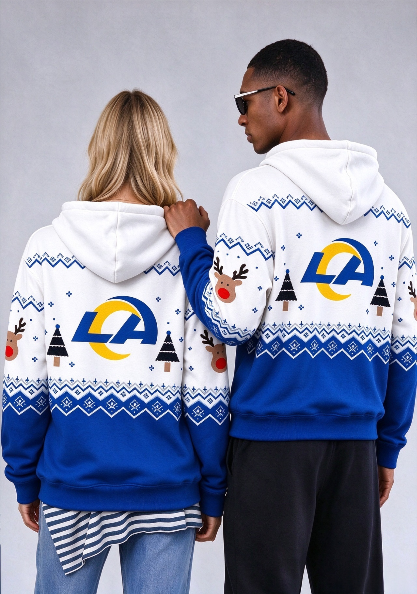 Los Angeles Rams Christmas Fair Isle Print Couple Hoodie Secondary image