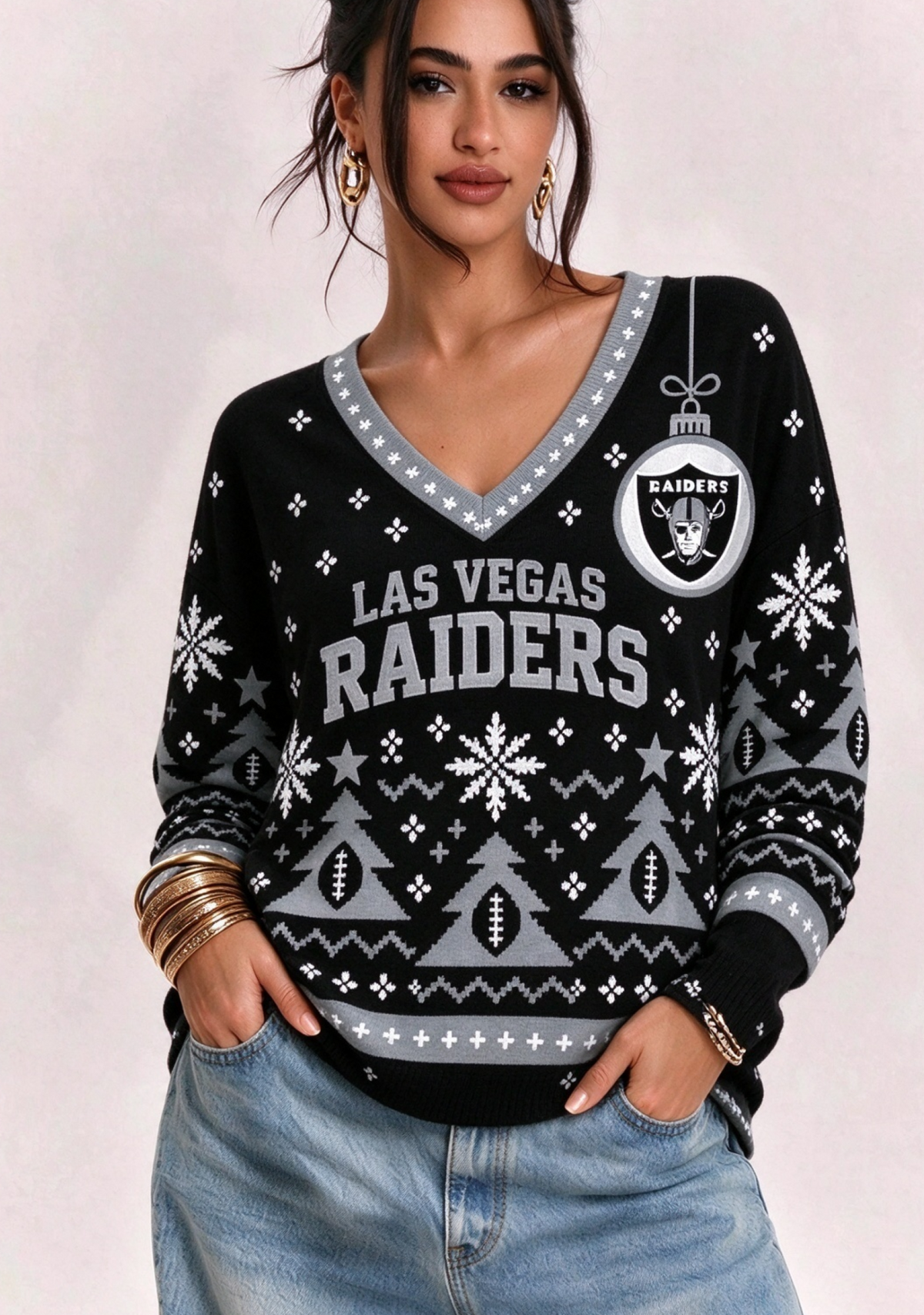 Women’s Las Vegas Raiders Ugly NFL Christmas Sweatshirt