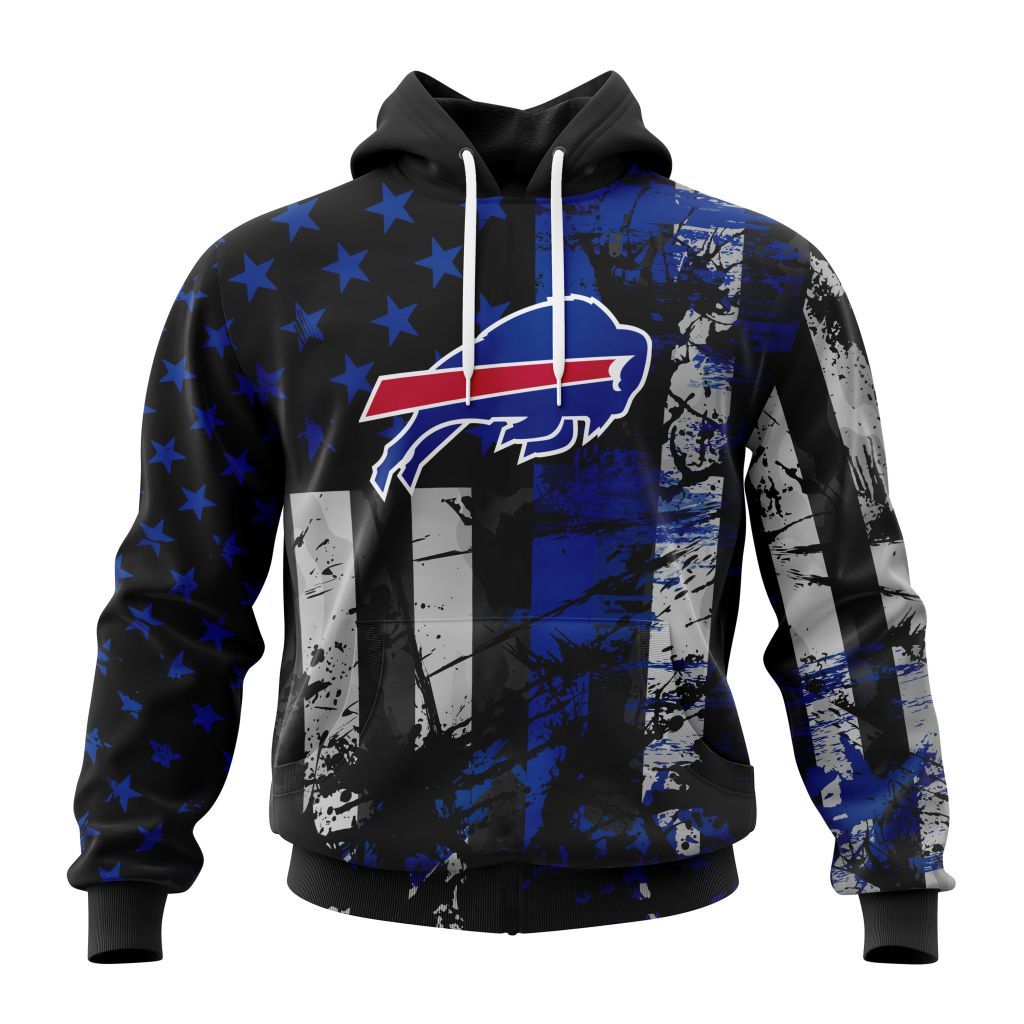Buffalo Bills Vintage American Flag Graphic Hoodie NFL Fan Sweatshirt
