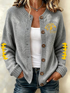 Women'S Football Printed Knitted Cardigan