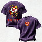 Kansas City Chiefs Printed Unisex 100% Pure Cotton Washed T-Shirt
