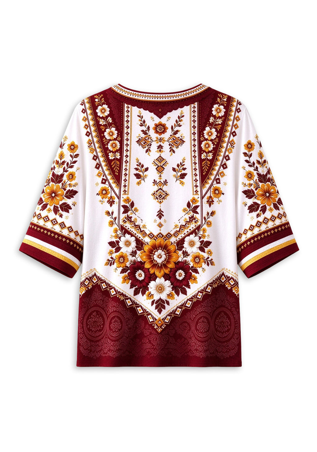 Women’s Washington Commanders Boho Floral V-Neck 3/4 Sleeve Shirt