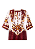 Women’s Washington Commanders Boho Floral V-Neck 3/4 Sleeve Shirt