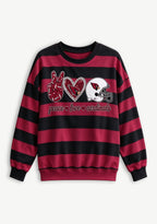 Women's Peace Love Arizona Cardinals Striped Crewneck Sweatshirt