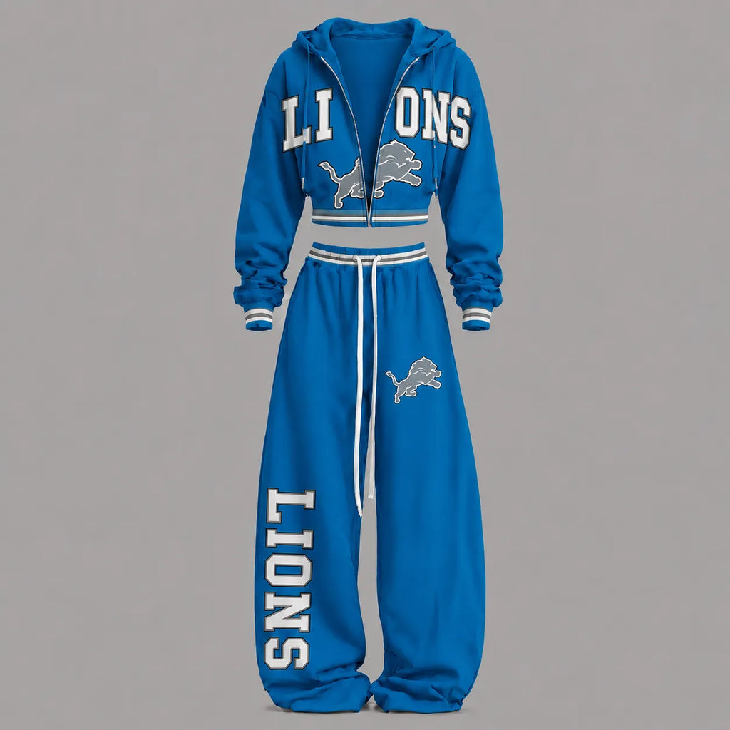 Detroit Lions-Short zip-up sweatshirt set