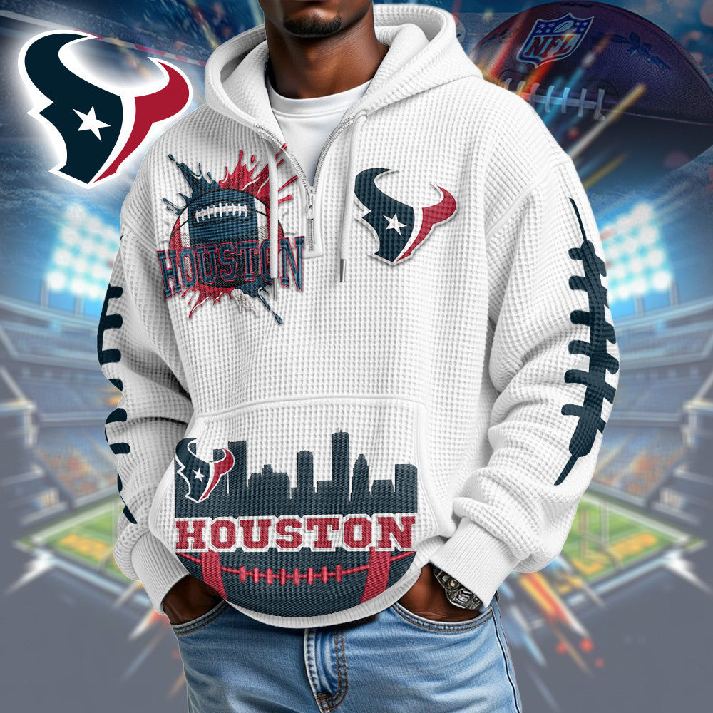 Houston Texans | Premium NFL Waffle Zipper Long Sleeve Hooded Sweatshirt HI Main image