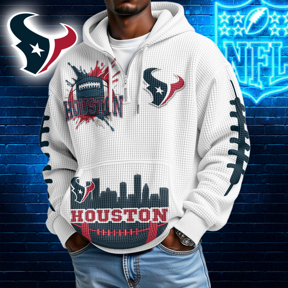 Houston Texans | Premium NFL Waffle Zipper Long Sleeve Hooded Sweatshirt HI Secondary image