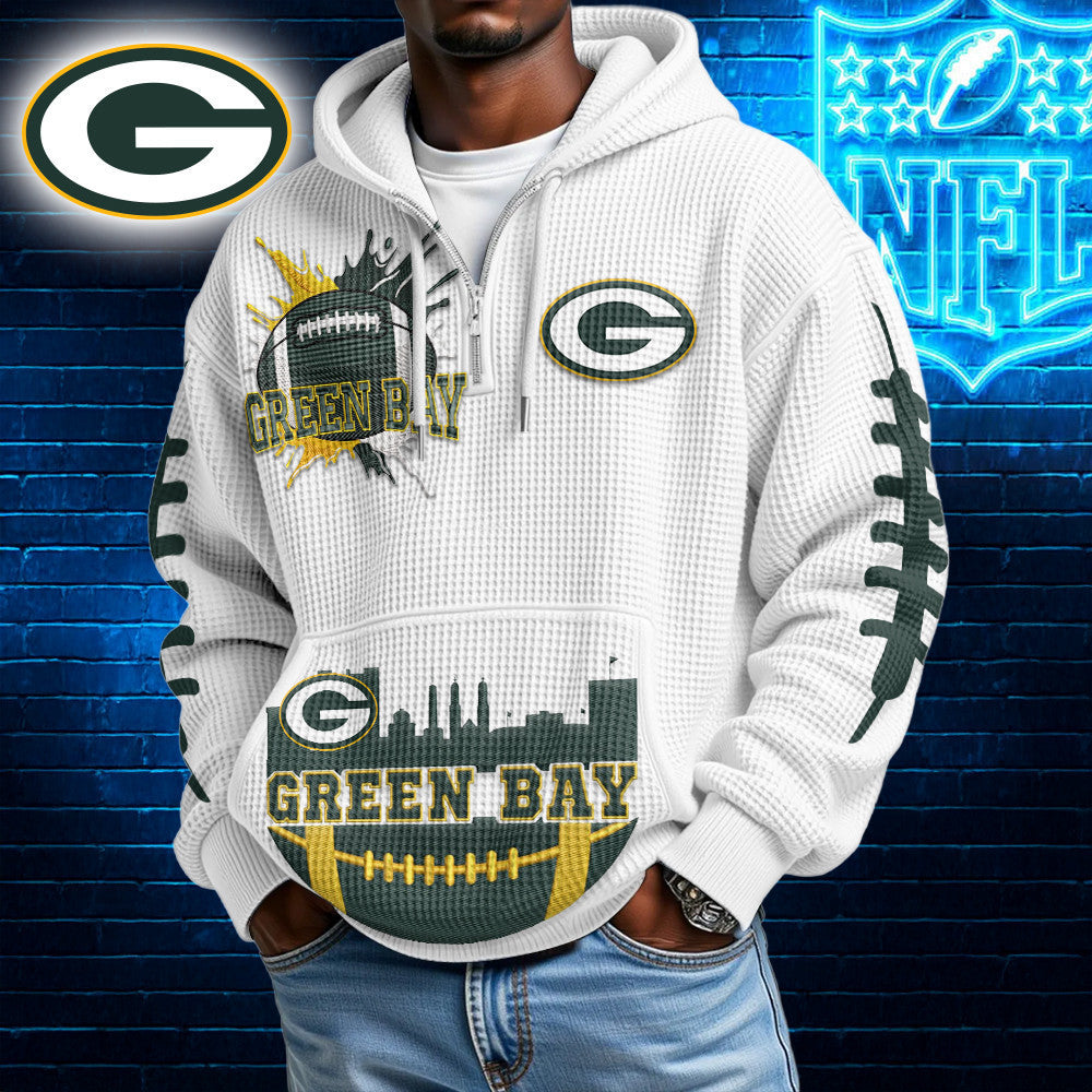 Green Bay Packers | Premium NFL Waffle Zipper Long Sleeve Hooded Sweatshirt Main image