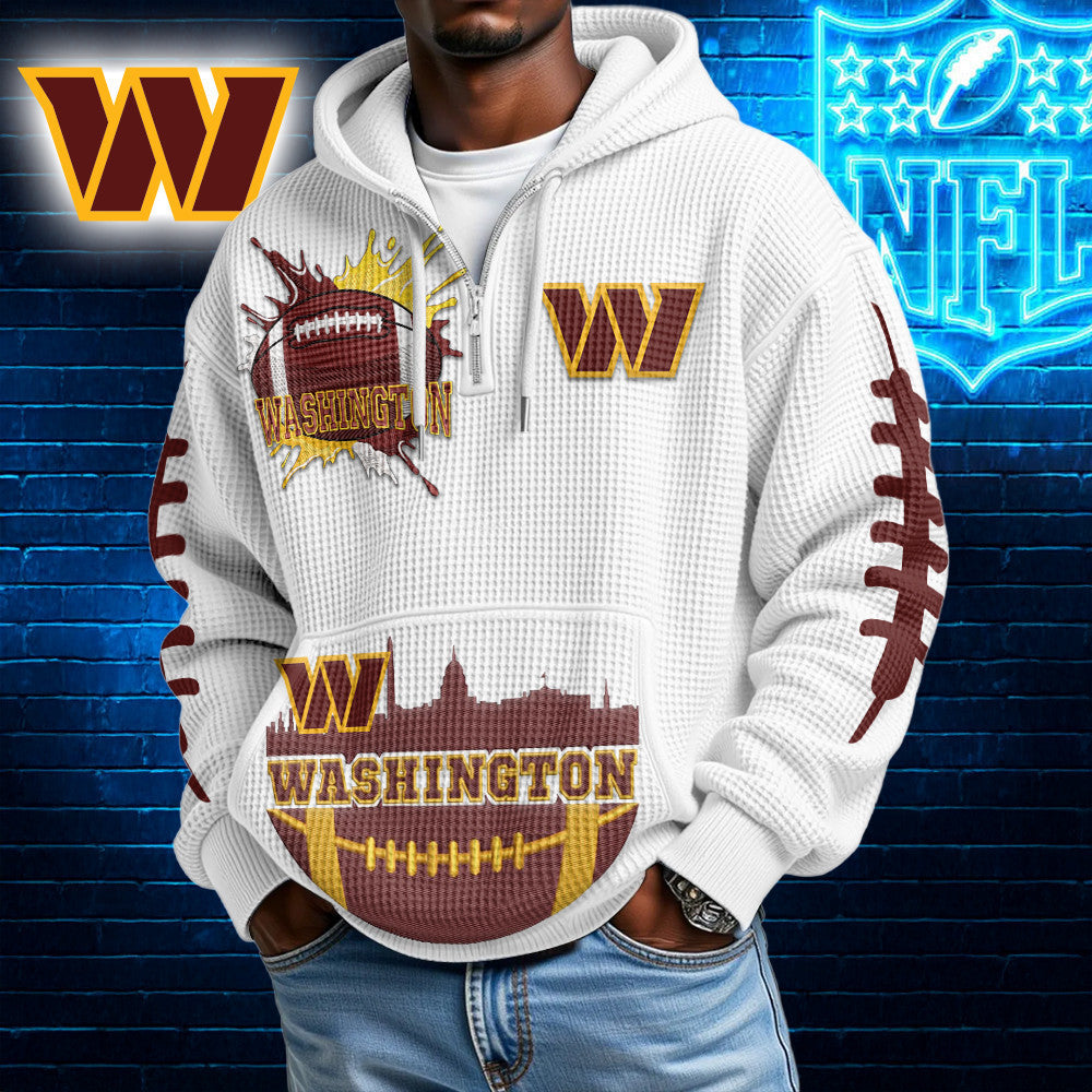 Washington Commanders | Premium NFL Waffle Zipper Long Sleeve Hooded Sweatshirt HI Main image