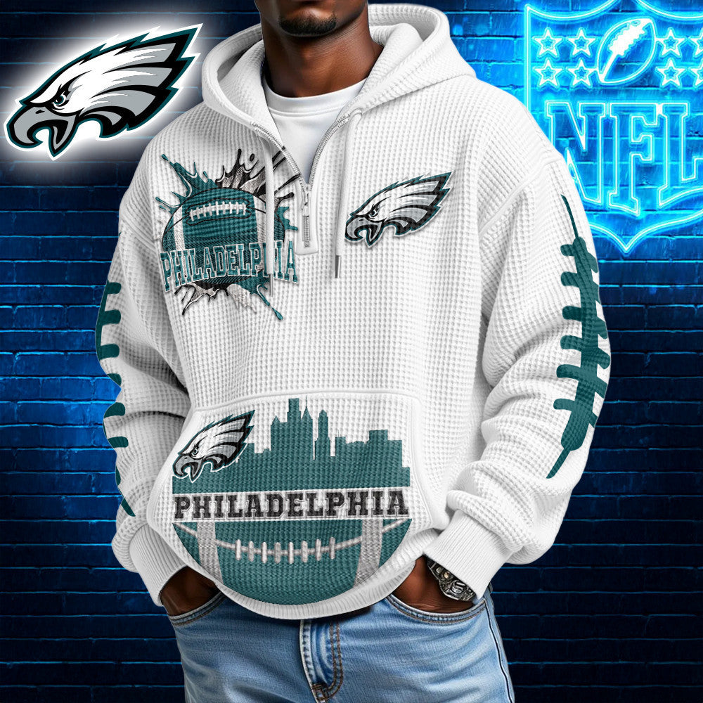 Philadelphia Eagles | Premium NFL Waffle Zipper Long Sleeve Hooded Sweatshirt HI Main image