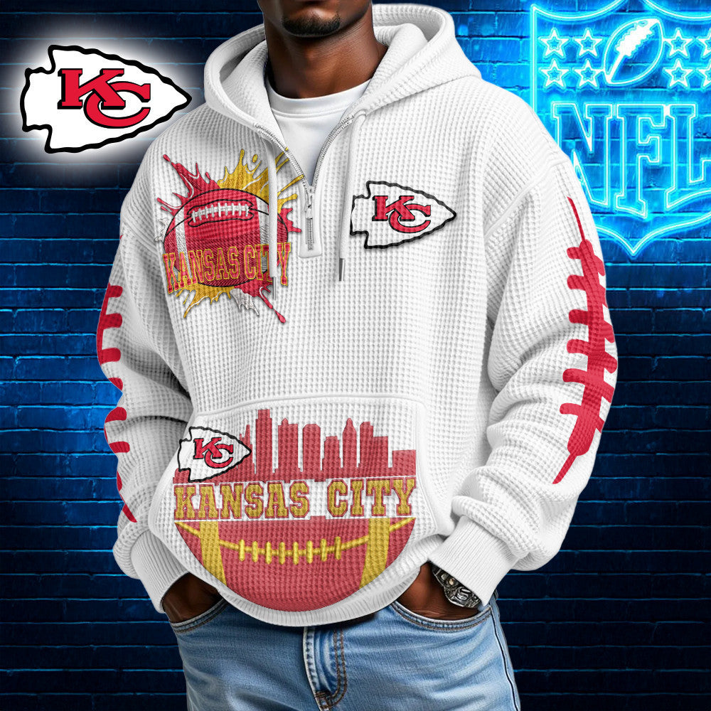 Kansas City Chiefs | Premium NFL Waffle Zipper Long Sleeve Hooded Sweatshirt HI Main image