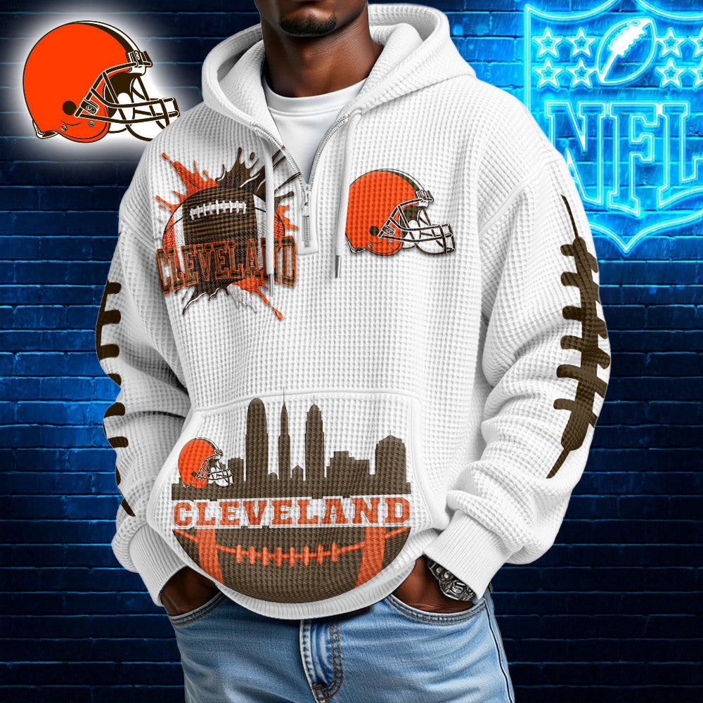 Cleveland Browns | Premium NFL Waffle Zipper Long Sleeve Hooded Sweatshirt Main image