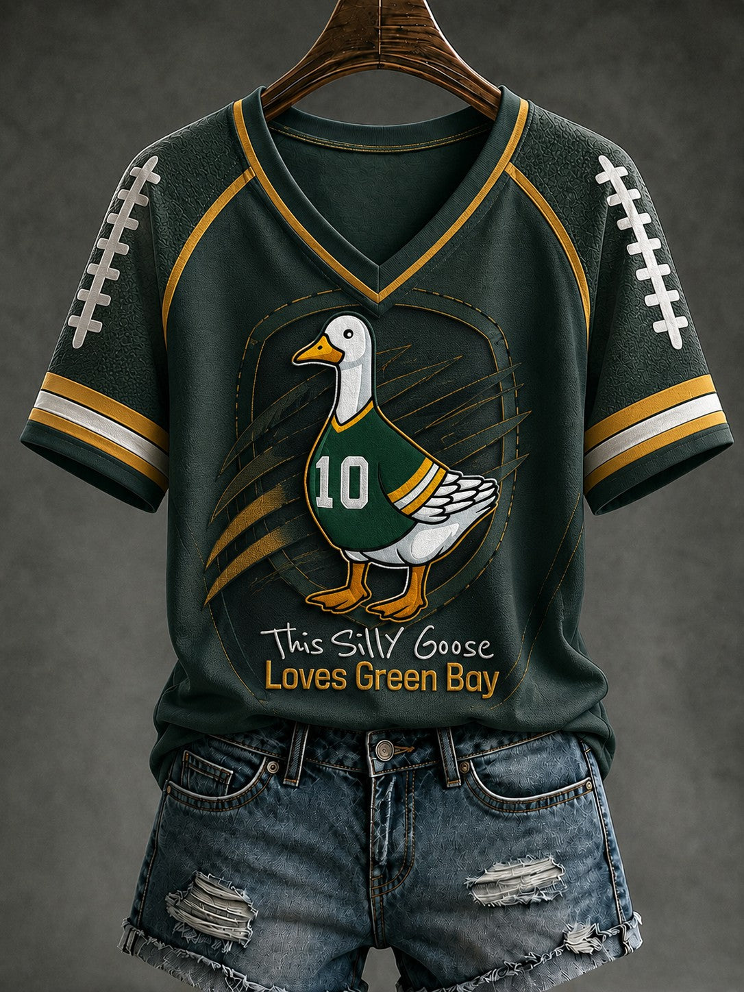 Women's Green Bay Football Printed V-neck T-shirt Main image