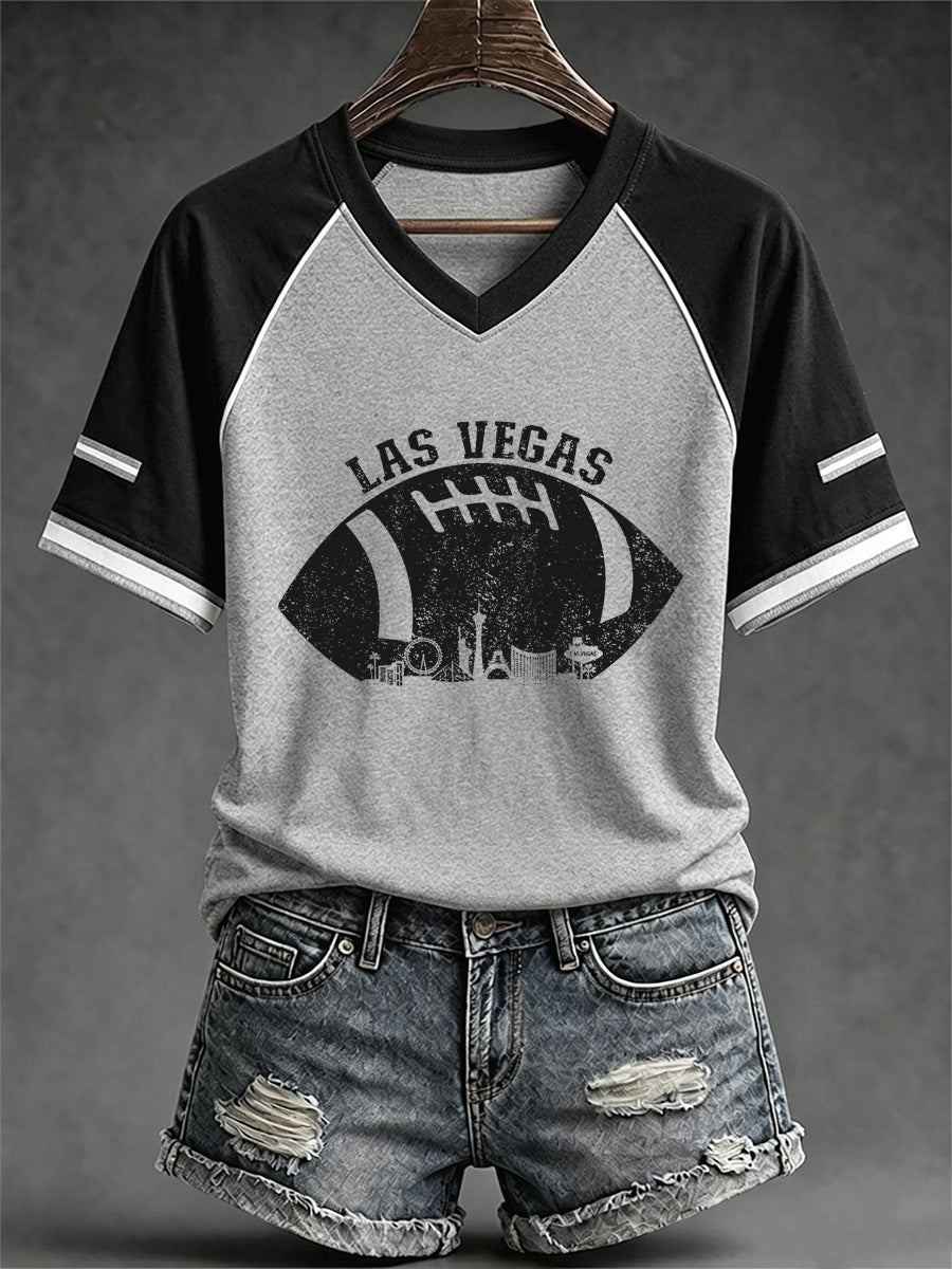 Women's Las Vegas Football Fan Print V-neck T-shirt Main image