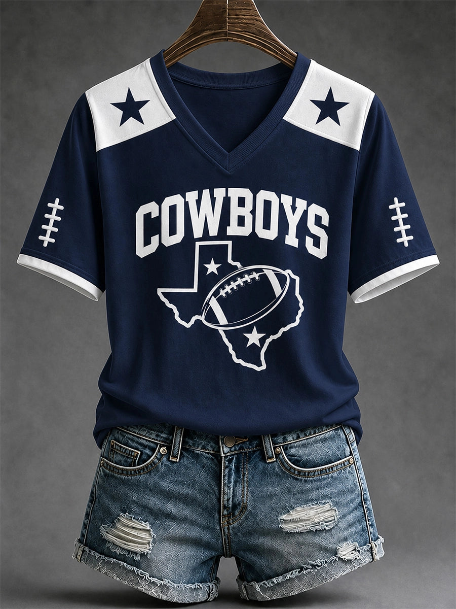 Women's Football Gameday Gift For Football Fans Casual V-Neck Tee Main image