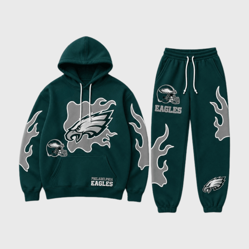 Philadelphia Eagles Flame‑Print Hoodie Jogger Matching Tracksuit Main image