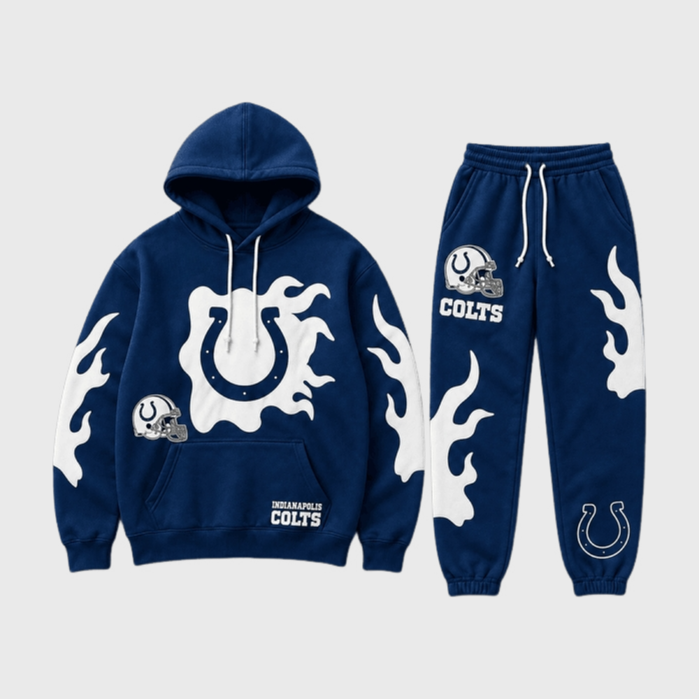 Indianapolis Colts Flame‑Print Hoodie Jogger Matching Tracksuit Main image