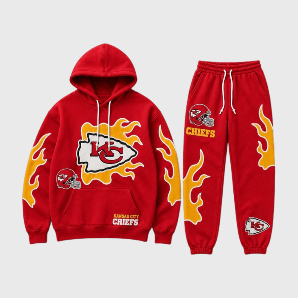 Kansas City Chiefs Flame‑Print Hoodie Jogger Matching Tracksuit Main image
