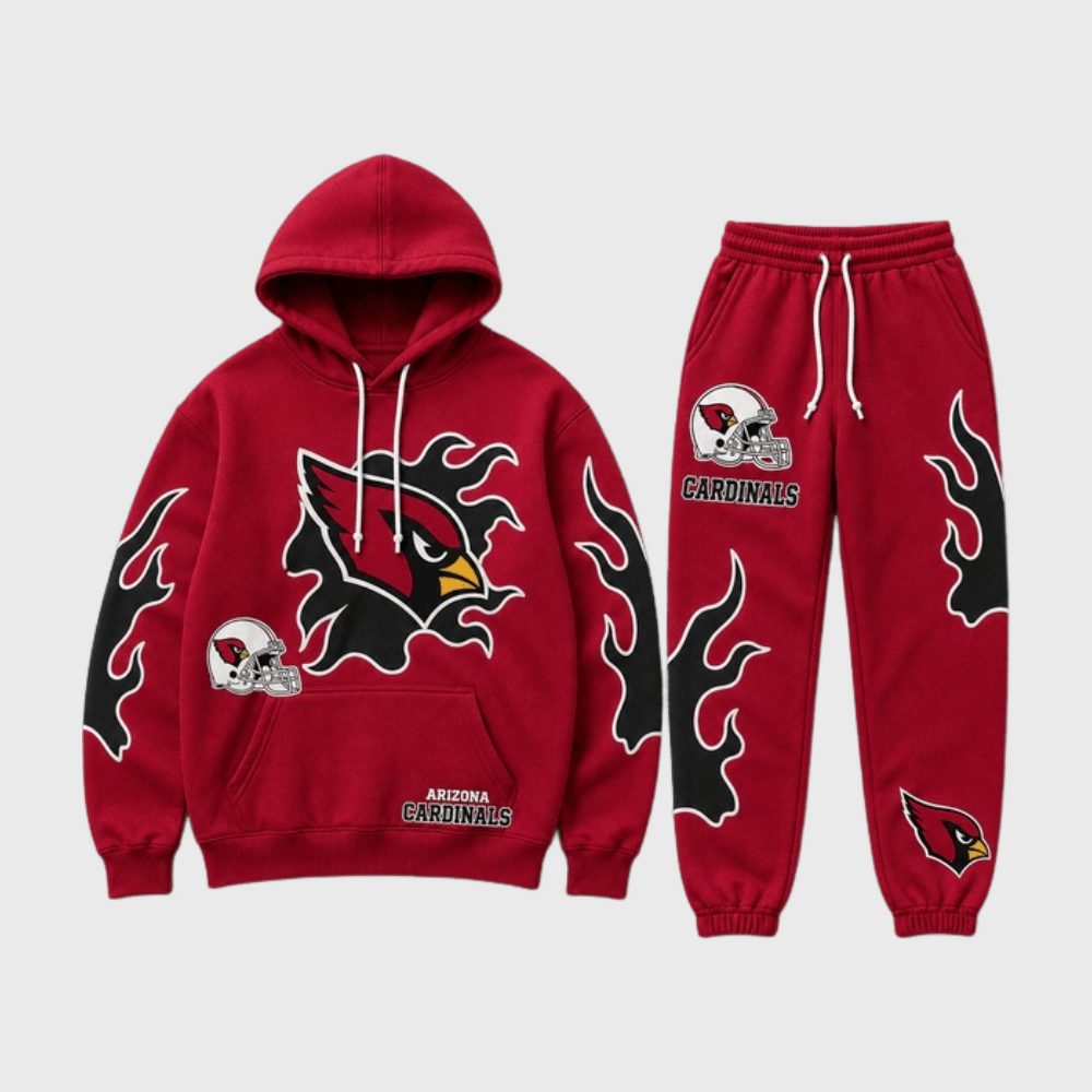 Arizona Cardinals Flame‑Print Hoodie Jogger Matching Tracksuit