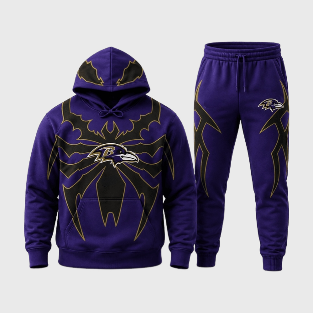 Baltimore Ravens Tribal Spider Hoodie Jogger Matching Tracksuit