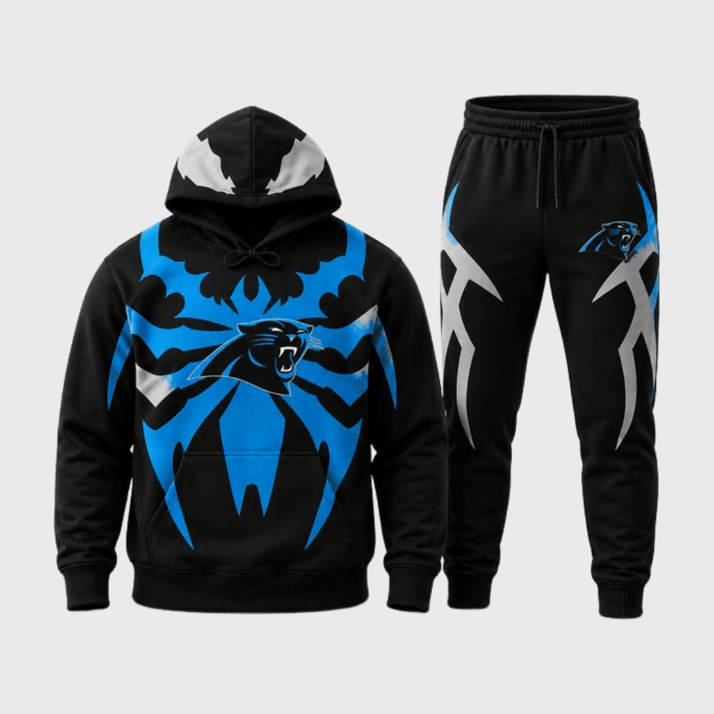 Carolina Panthers Tribal Spider Hoodie Jogger Matching Tracksuit