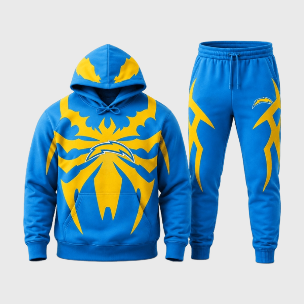 Los Angeles Chargers Tribal Spider Hoodie Jogger Matching Tracksuit