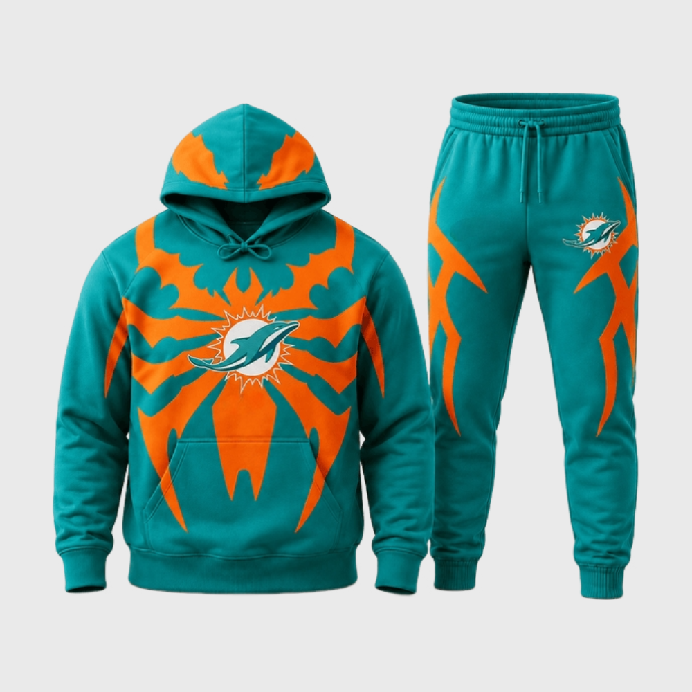 Miami Dolphins Tribal Spider 2‑Piece Tracksuit Set