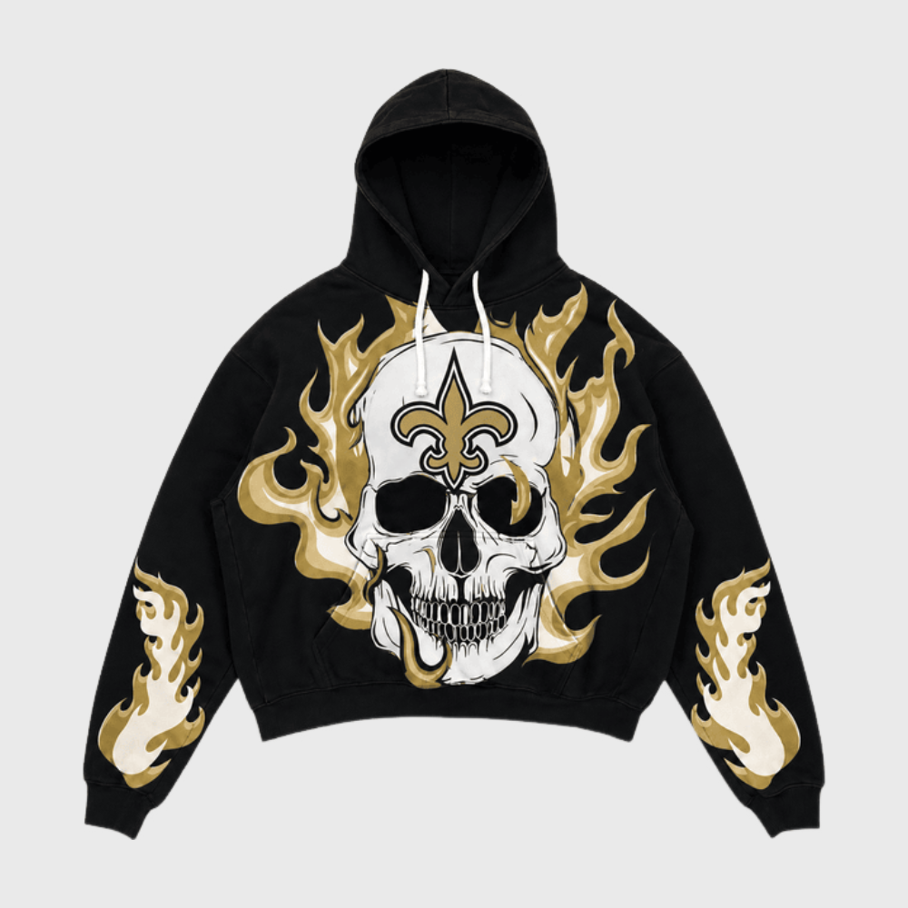 New Orleans Saints Skull Flame Graphic Hoodie