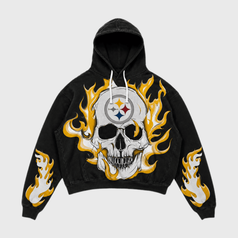Pittsburgh Steelers Skull Flame Graphic Hoodie Main image