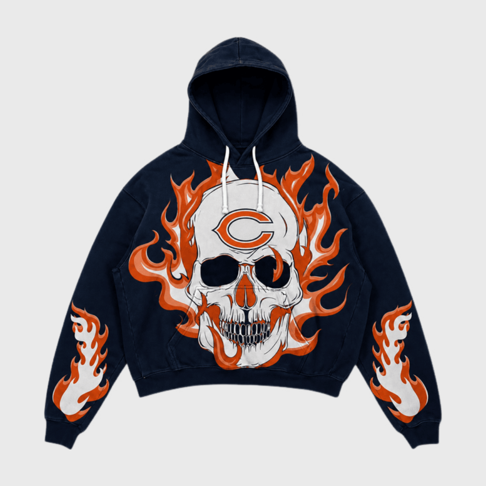 Chicago Bears Skull Flame Graphic Hoodie Main image